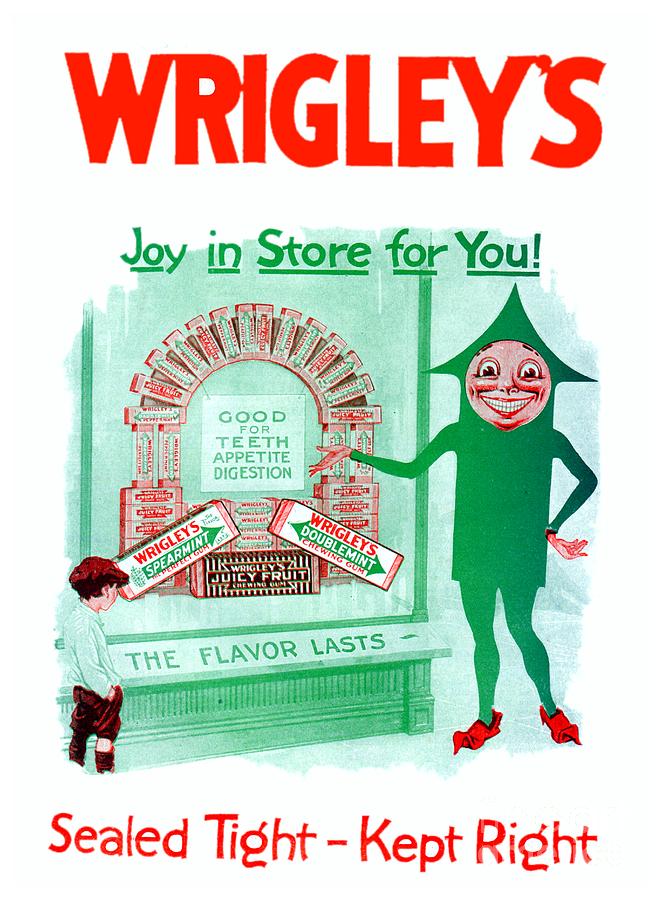 1920 - Wrigleys Chewing Gum Advertisement Poster - Color Digital Art by John Madison