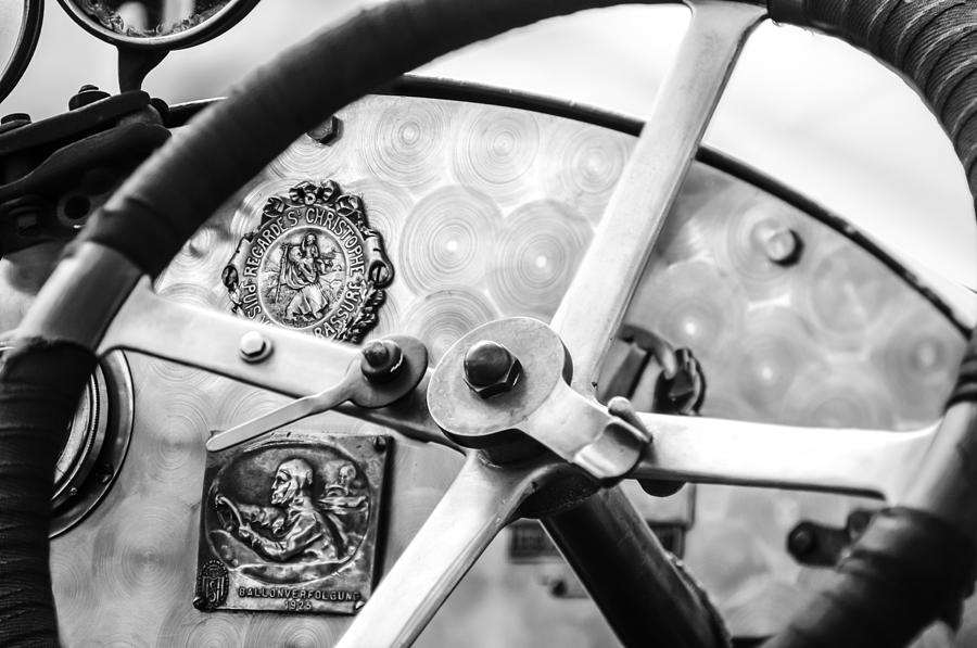 1920 Bugatti Type 13 Steering Wheel - Dashboard -1634bw Photograph by Jill Reger
