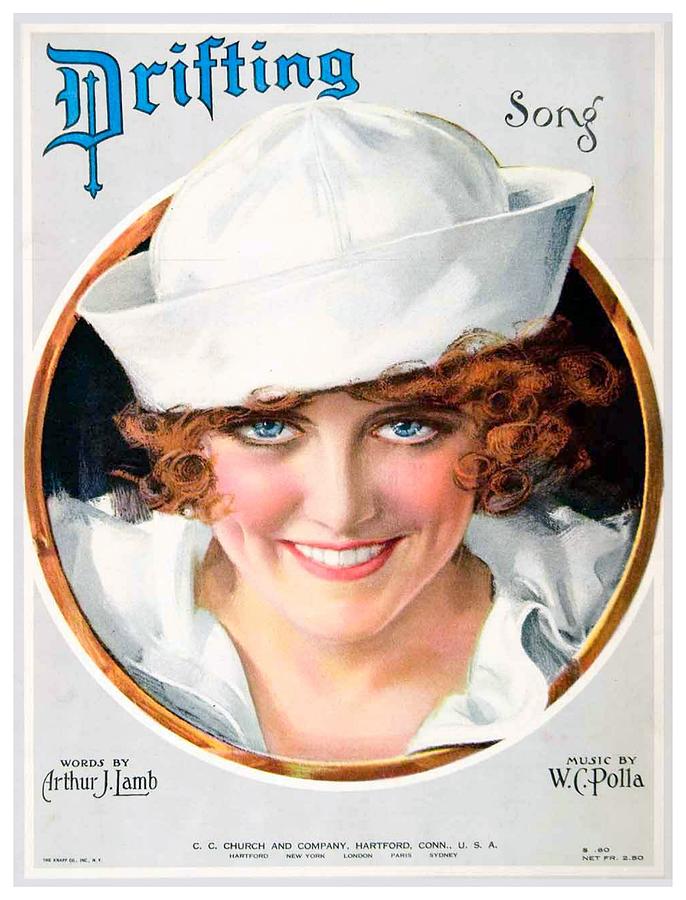 1920 - Drifting - Arthur J. Lamb - W.C. Polla - Sheet Music Cover - Color Digital Art by John Madison