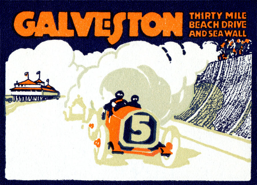 Vintage Painting - 1920 Galveston Texas Auto Race by Historic Image