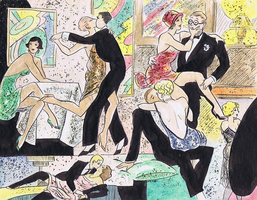 1920s Party 2 Drawing by Mel Thompson