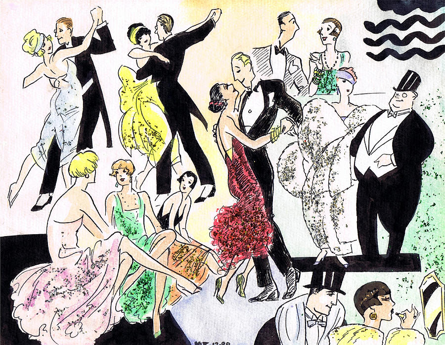 1920s Party Drawing by Mel Thompson