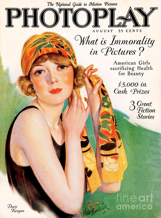 Celebrity Drawing - 1920s Uk Photoplay Magazine Cover by The Advertising Archives