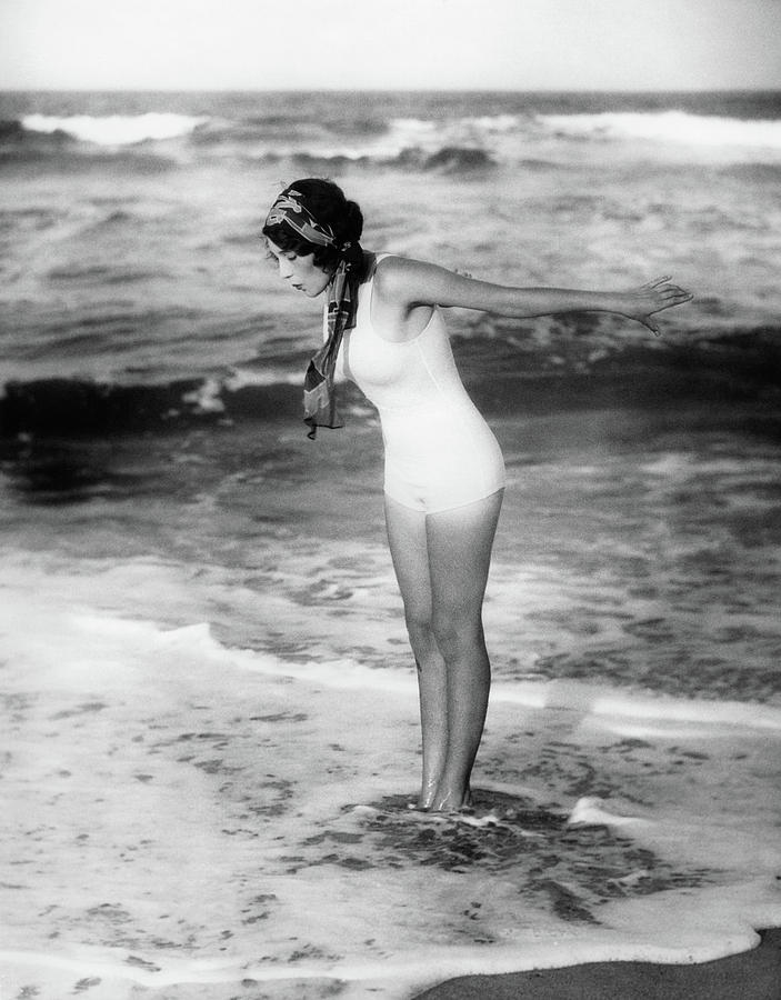 1920s Woman Wearing Bathing Suit & Head by Vintage Images