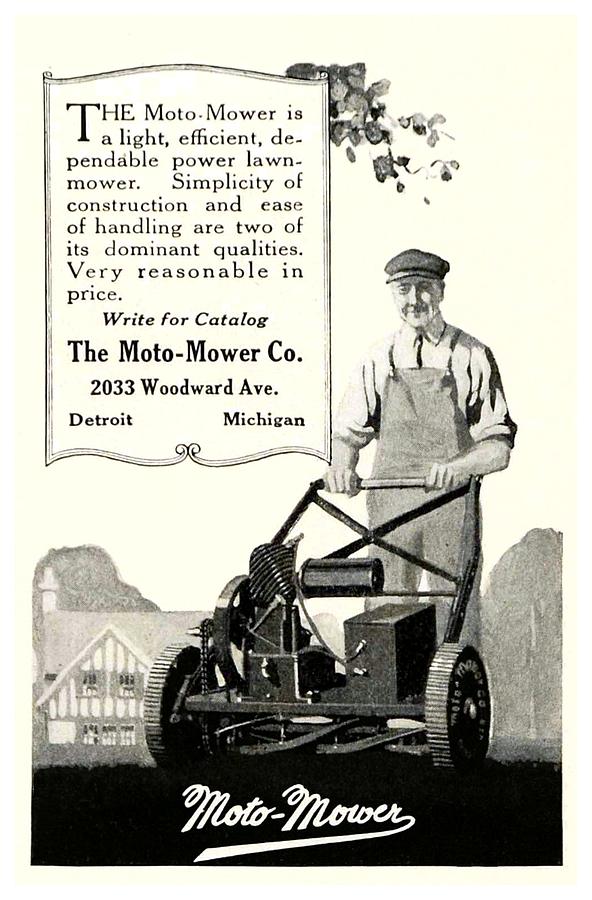 1921 - Moto Mower Lawnmower Advertisement Digital Art by John Madison
