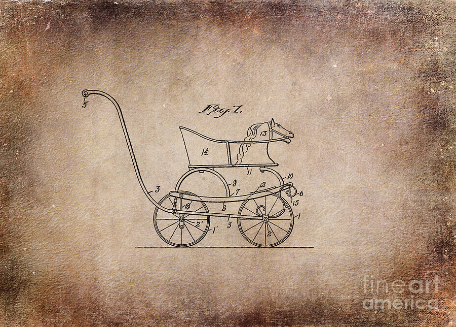 Vintage Digital Art - 1921 Baby Carriage Aged Horse by Lesa Fine