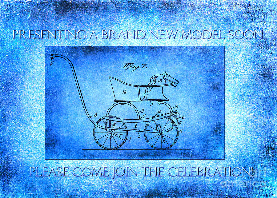 1921 Baby Carriage Aged New Model Blue Digital Art by Lesa Fine