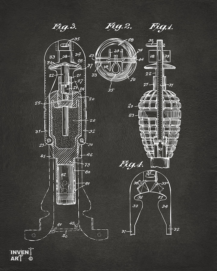 1921 Explosive Missle Patent Minimal Gray Digital Art by Nikki Marie Smith