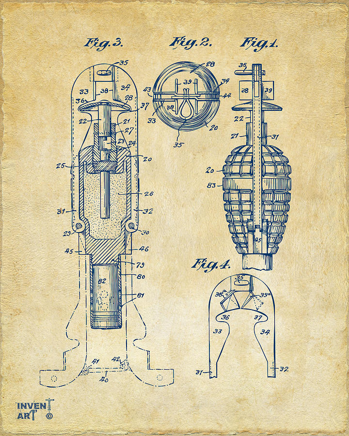 1921 Explosive Missle Patent Minimal Vintage Digital Art by Nikki Marie Smith