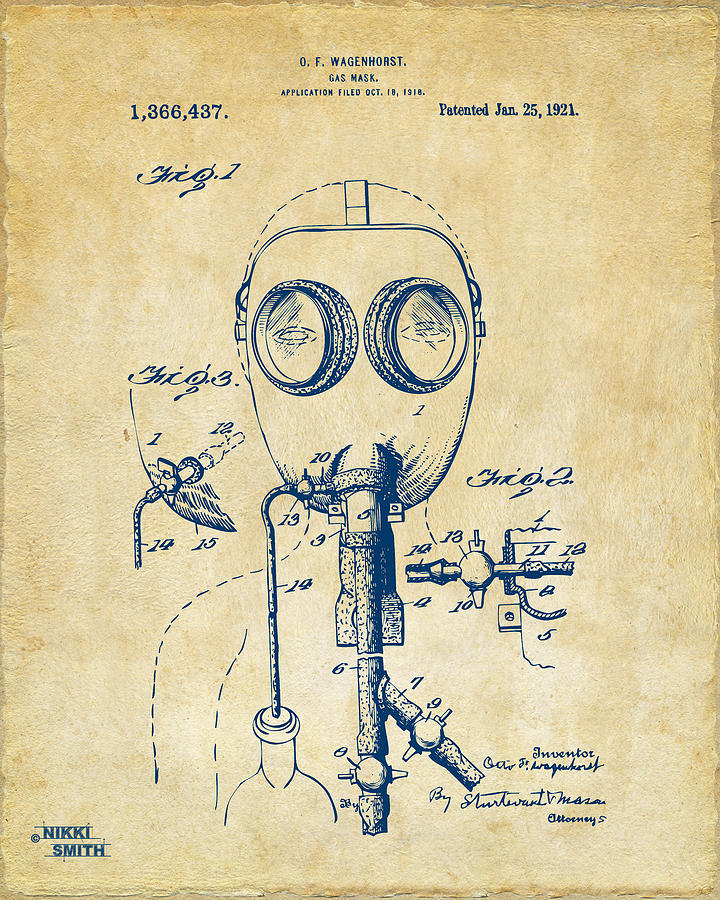 Vintage Digital Art - 1921 Gas Mask Patent Artwork - Vintage by Nikki Marie Smith