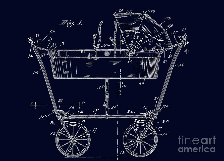 1922 Baby Carriage Patent Art BluePrint Digital Art by Lesa Fine