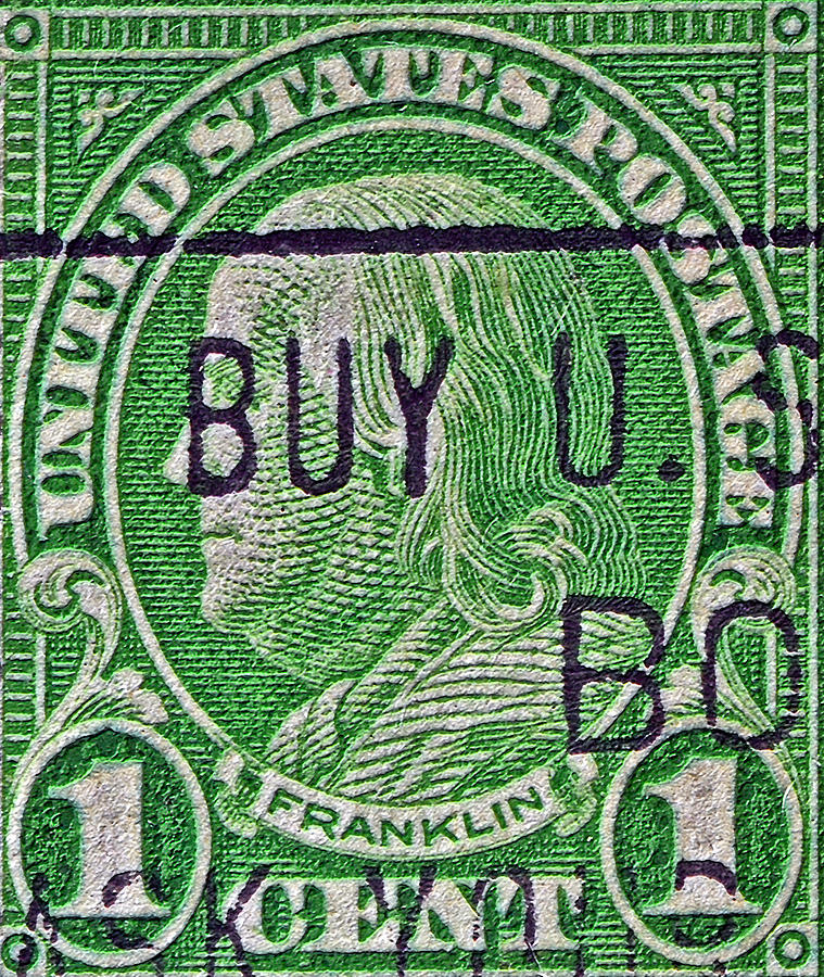 1922 Ben Franklin One Cent Stamp Photograph by Bill Owen