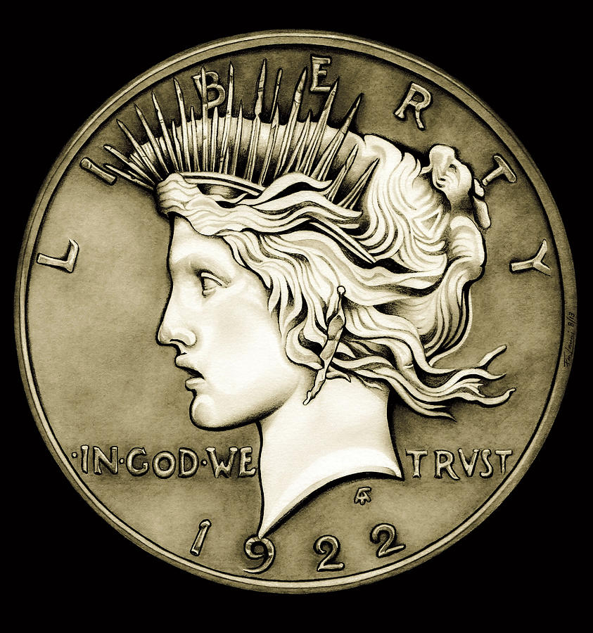 1922 Circulated Peace Dollar Drawing by Fred Larucci