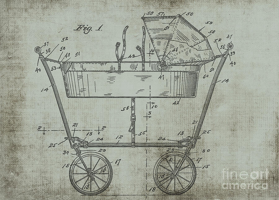 1922 Mahr Baby Carriage Patent Art Green Digital Art by Lesa Fine