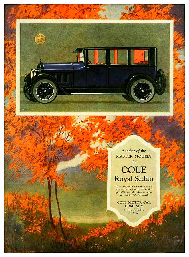 1923 - Cole Royal Sedan - Advertisement - Color Digital Art by John Madison