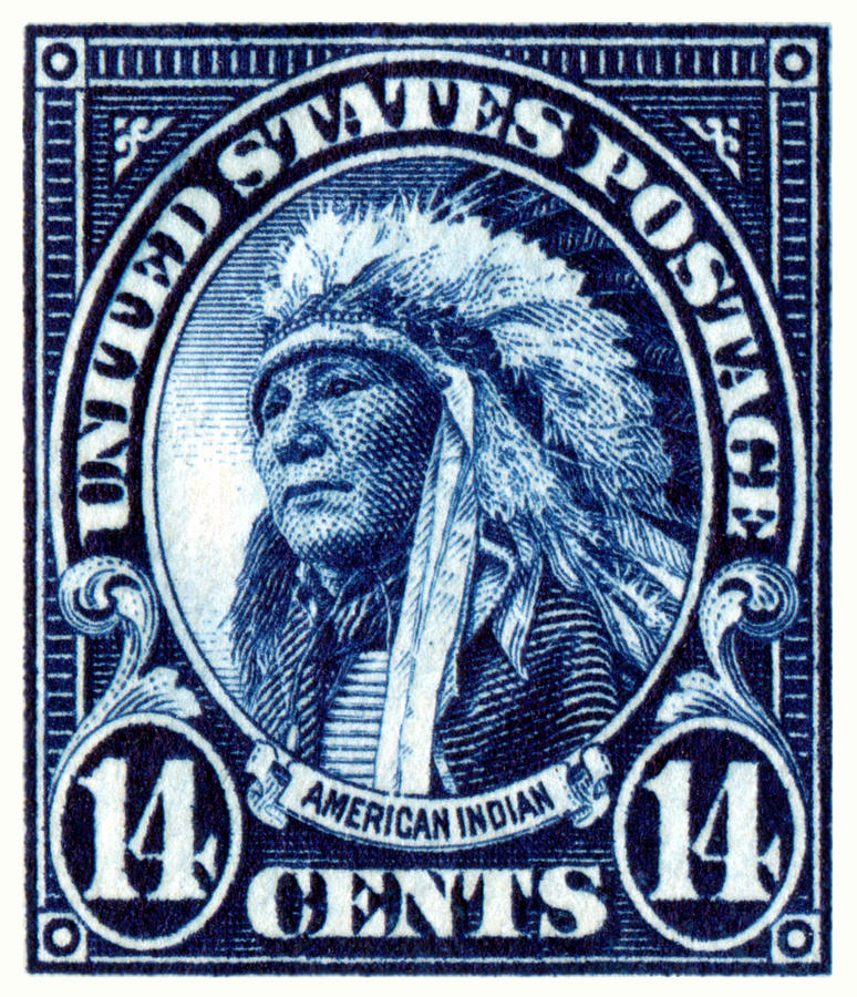 Vintage Painting - 1923 American Indian Stamp by Historic Image