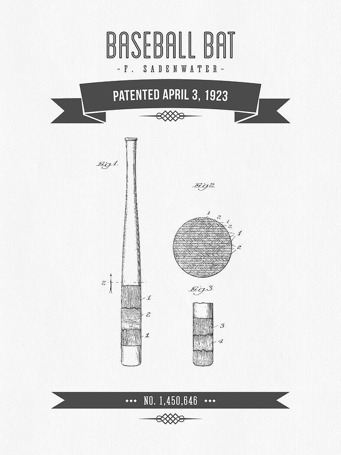 1923 Baseball Bat Patent Drawing Digital Art