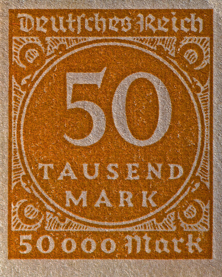 1923 Fifty Thousand Mark Weimar Republic Stamp Photograph by Bill Owen