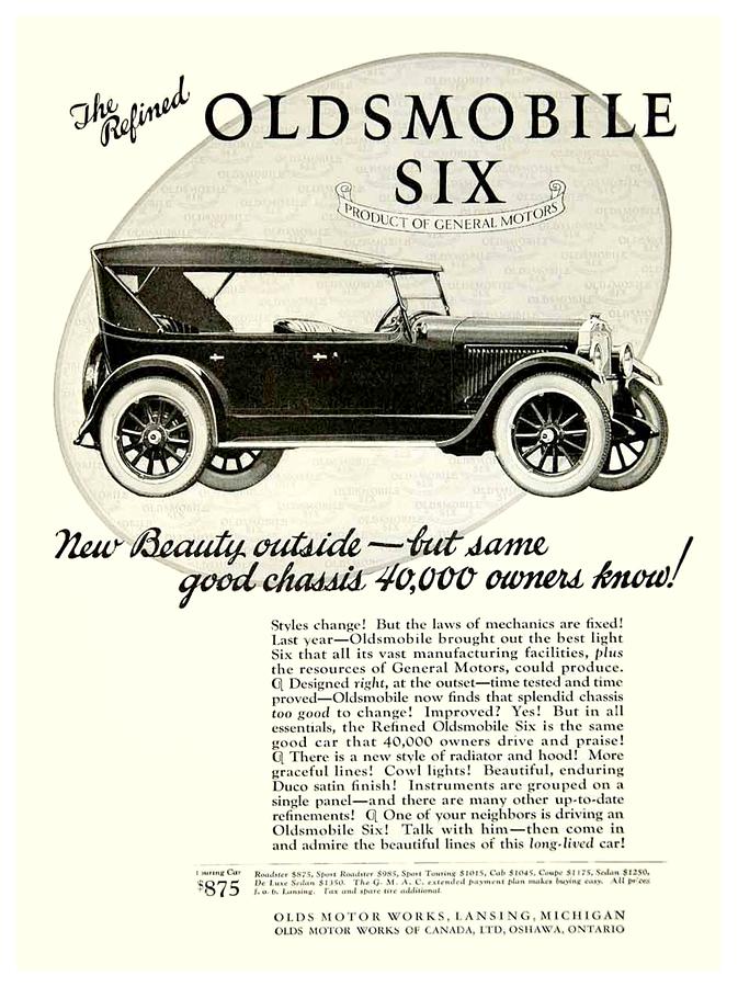 1924 - Oldsmobile Six Automobile Advertisement Digital Art by John Madison