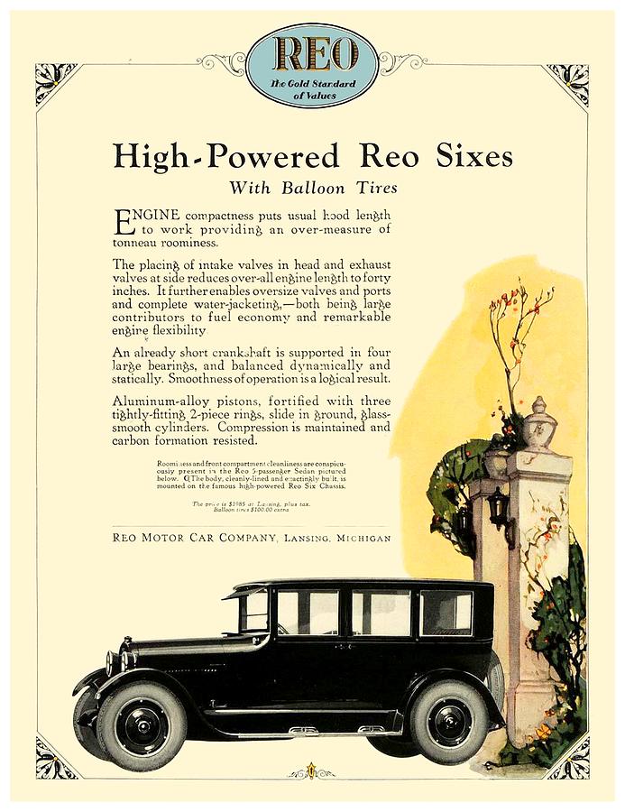 1924 - REO Six Automobile Advertisement - Color Digital Art by John Madison