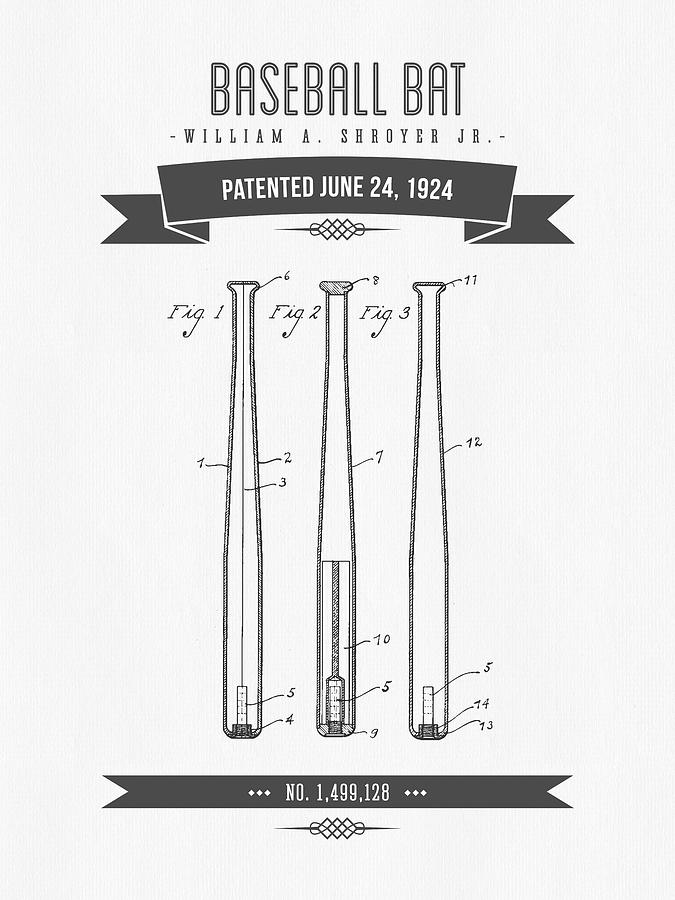 1924 Baseball Bat Patent Drawing Digital Art