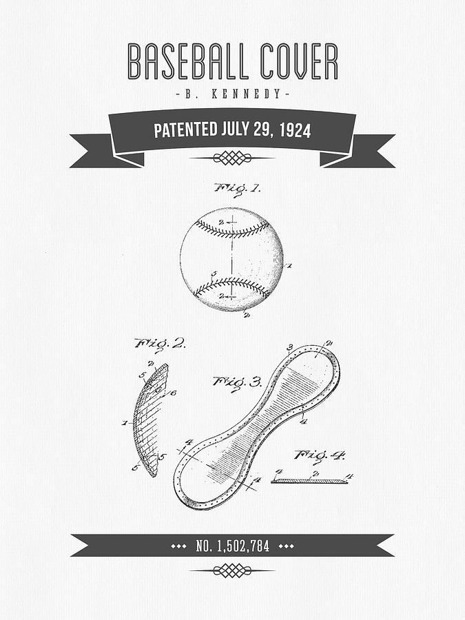 Baseball Digital Art - 1924 Baseball Cover Patent Drawing by Aged Pixel