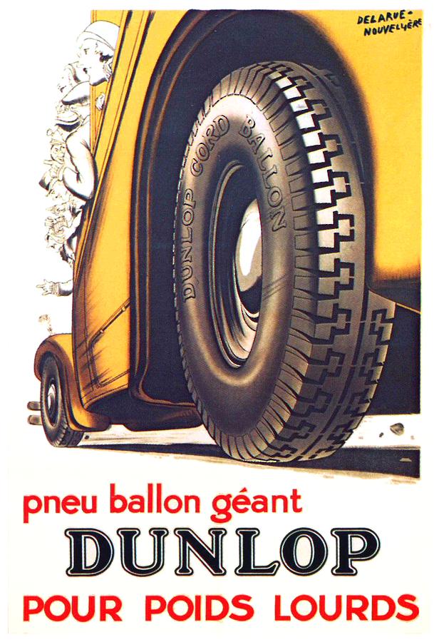 1924 - Dunlop Tires French Advertisement Poster - Color Digital Art by John Madison