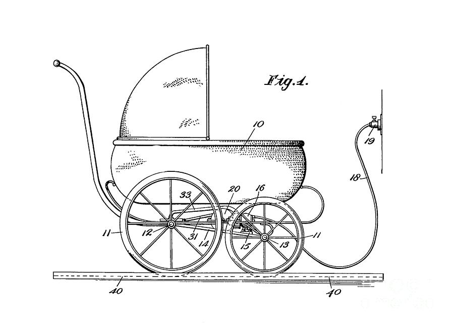 Vintage Digital Art - 1924 Patent Art Koch Baby Carriage 1 by Lesa Fine