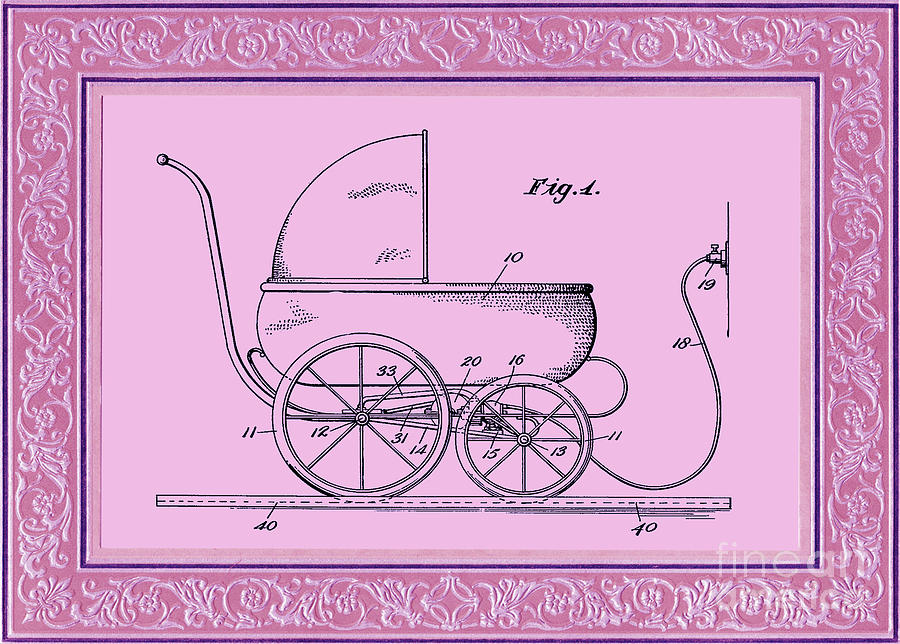 1924 Patent Art Koch Baby Carriage 2 Digital Art by Lesa Fine