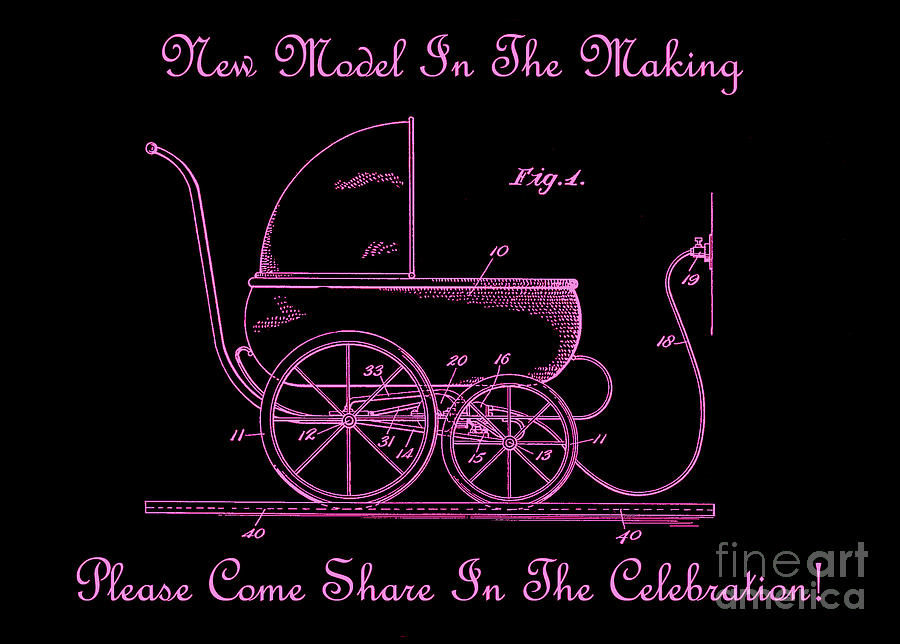 1924 Patent Art Koch Baby Carriage Black Pink Photograph by Lesa Fine