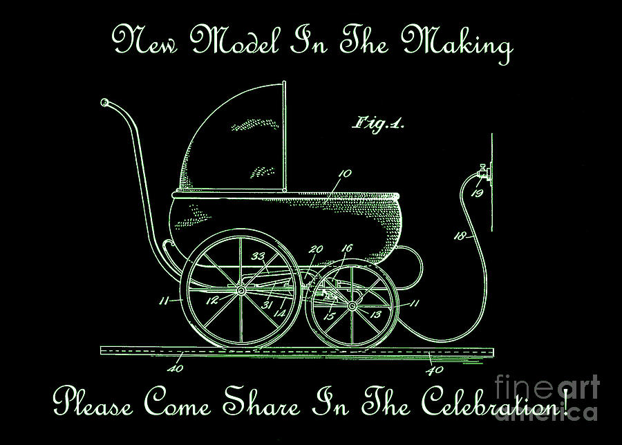 1924 Patent Art Koch Baby Carriage Green Digital Art by Lesa Fine