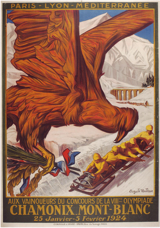 1924 Winter Olympic Games France Chamonix Painting by MotionAge Designs