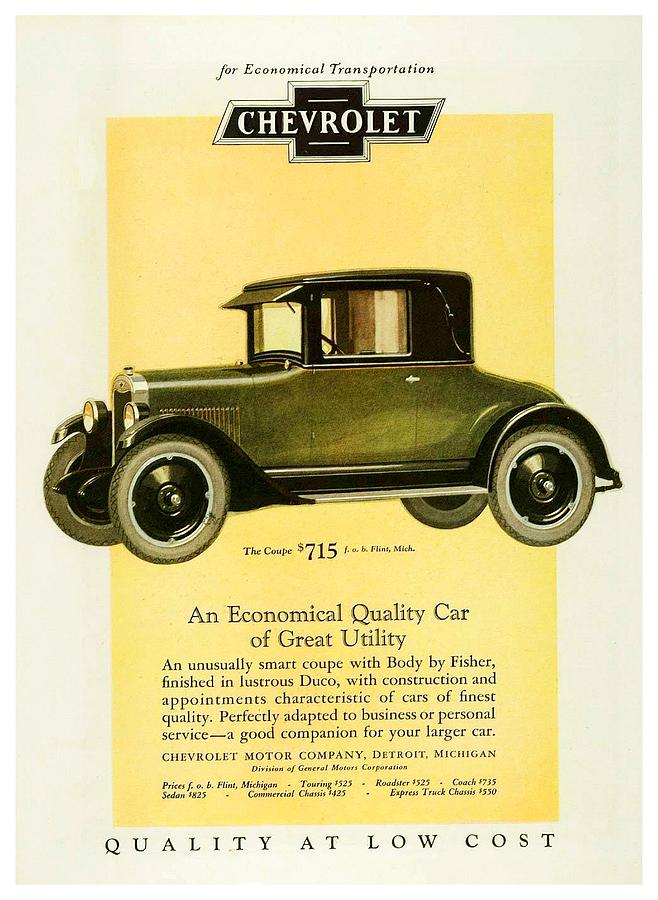 1925 - Chevrolet Coupe Advertisement - Color Digital Art by John Madison