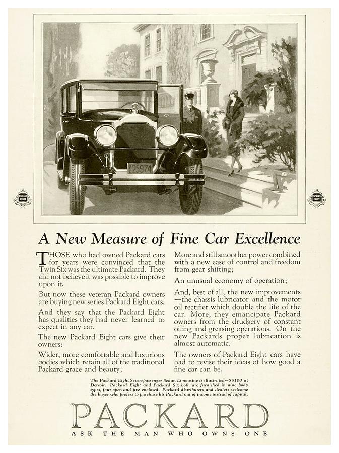 1925 - Packard Eight Sedan Limousine Advertisement Digital Art by John Madison