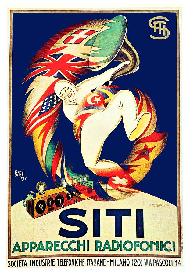 Italian Digital Art - 1925 - Siti Radio Receiver Advertisement Poster - Color by John Madison