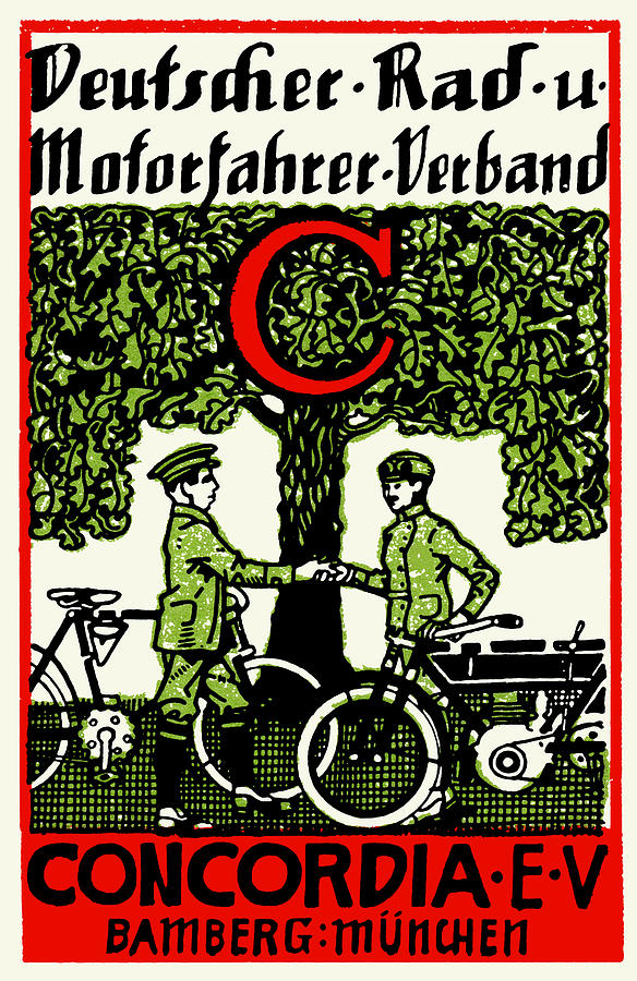1925 German Bicycle and Motorcycle Club Painting by Historic Image