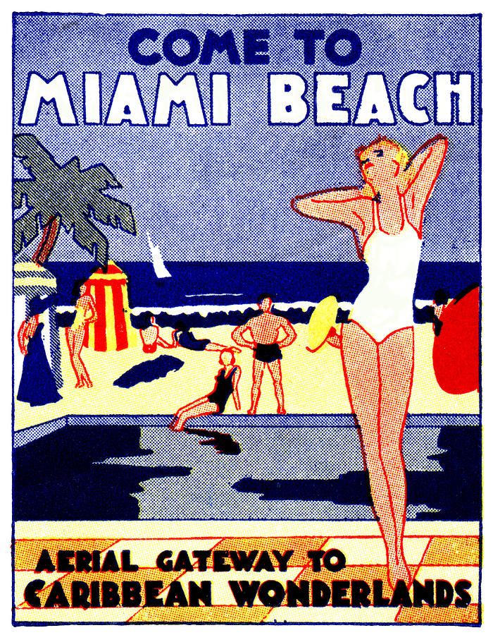 1935 Miami Beach Travel Poster Painting by Historic Image