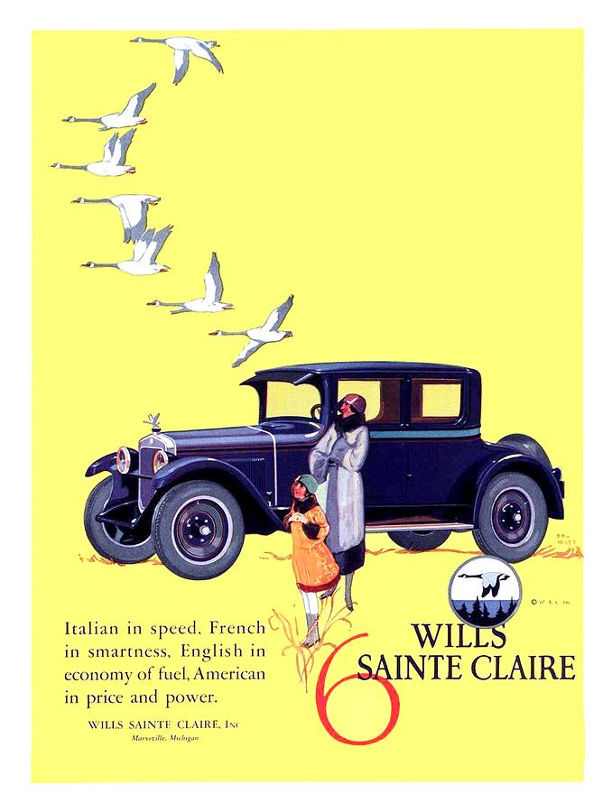 1925 Wills Sainte Clair 6 Automobile Advertisement - Color Digital Art by John Madison