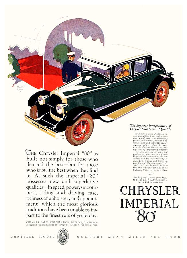 1926 - Chrysler Imperial Convertible Model 80 Automobile Advertisement - Color Digital Art by John Madison