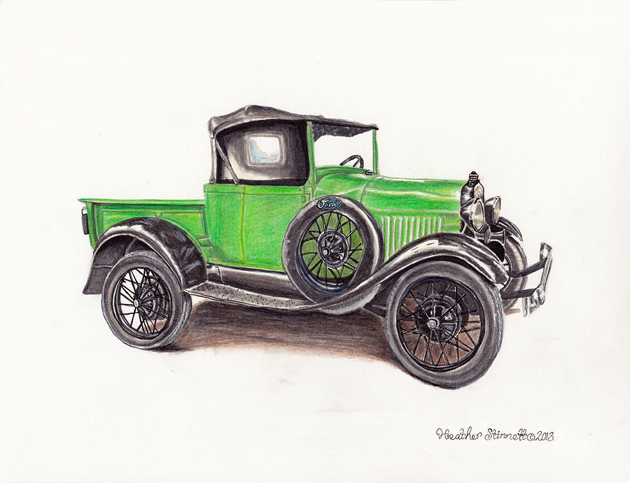 Sports Drawing - 1926 Ford Truck by Heather Stinnett