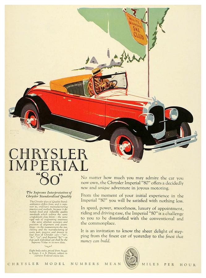 1927 - Chrysler Imperial Convertible Model 80 Automobile Advertisement - Color Digital Art by John Madison