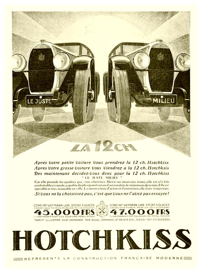 1927 - Hotchkiss French Automobile Advertisement Digital Art by John Madison
