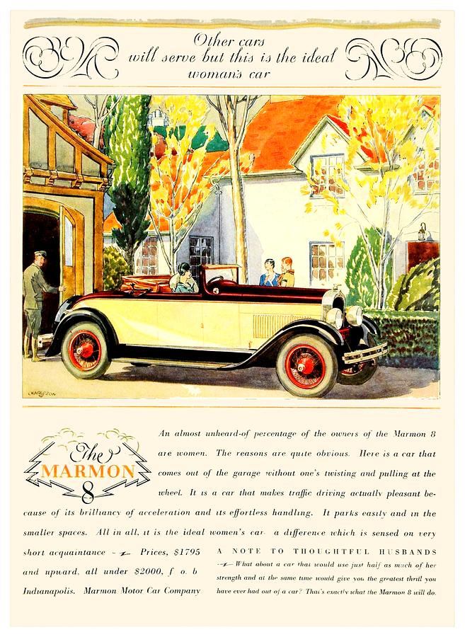 1927 - Marmon 8 Convertible Automobile Advertisement - Color Digital Art by John Madison