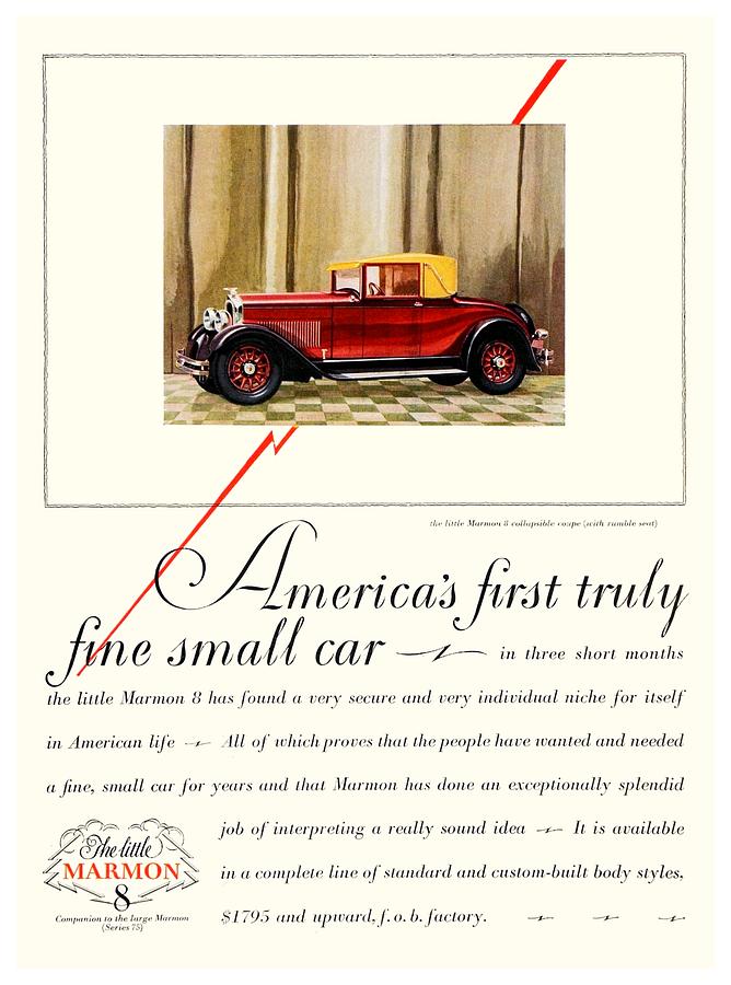 1927 - Marmon 8 Coupe Automobile Advertisement - Color Digital Art by John Madison