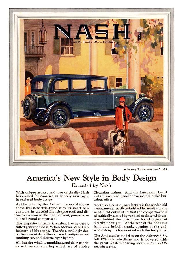 1927 - Nash Ambassador Automobile Advertisement - Color Digital Art by John Madison
