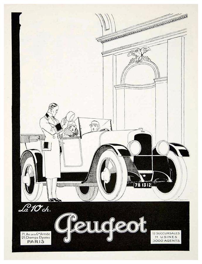1927 - Peugot Automobile Advertisement Digital Art by John Madison