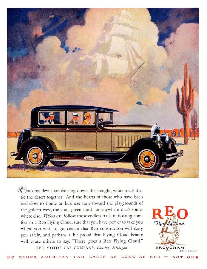 1927 - REO Flying Cloud Brougham Automobile Advertisement - Color Digital Art by John Madison