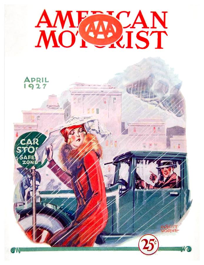 1927 - American Motorist A A A  April Magazine Cover - Color Digital Art by John Madison