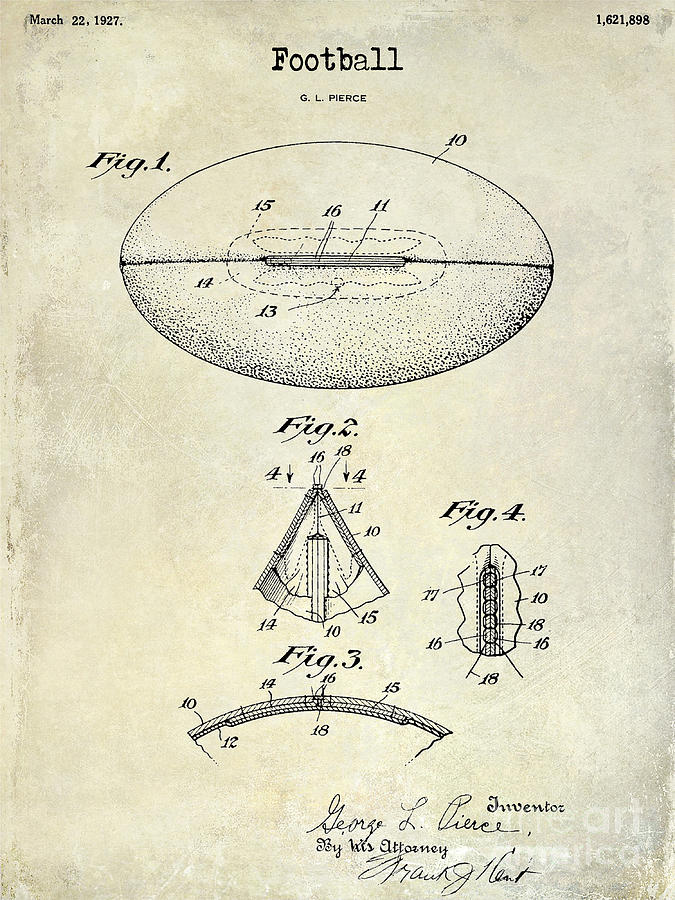 Denver Broncos Photograph - 1927 Football Patent Drawing by Jon Neidert