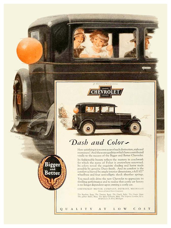 1928 - Chevrolet Coupe Automobile Advertisement - Color Digital Art by John Madison